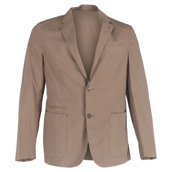 Ermenegildo Zegna Single-Breasted Blazer with Pockets in Brown Cotton
